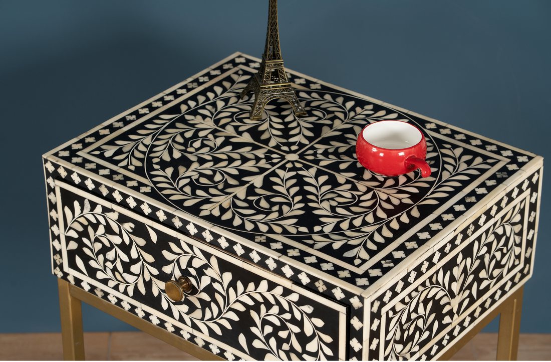 Noir Vine Inlay Side Table
