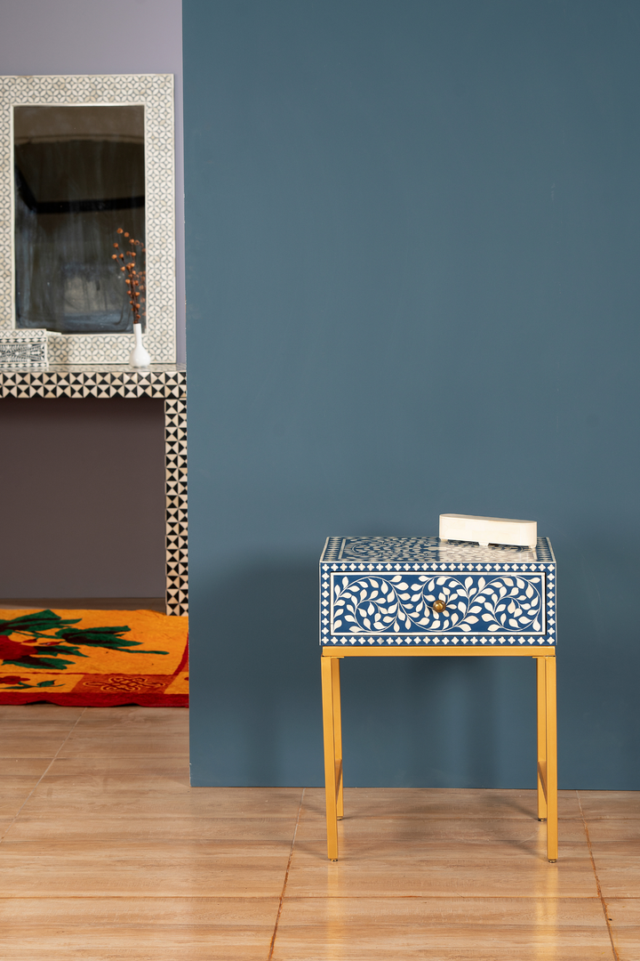 Azure Vine Inlay Side Table