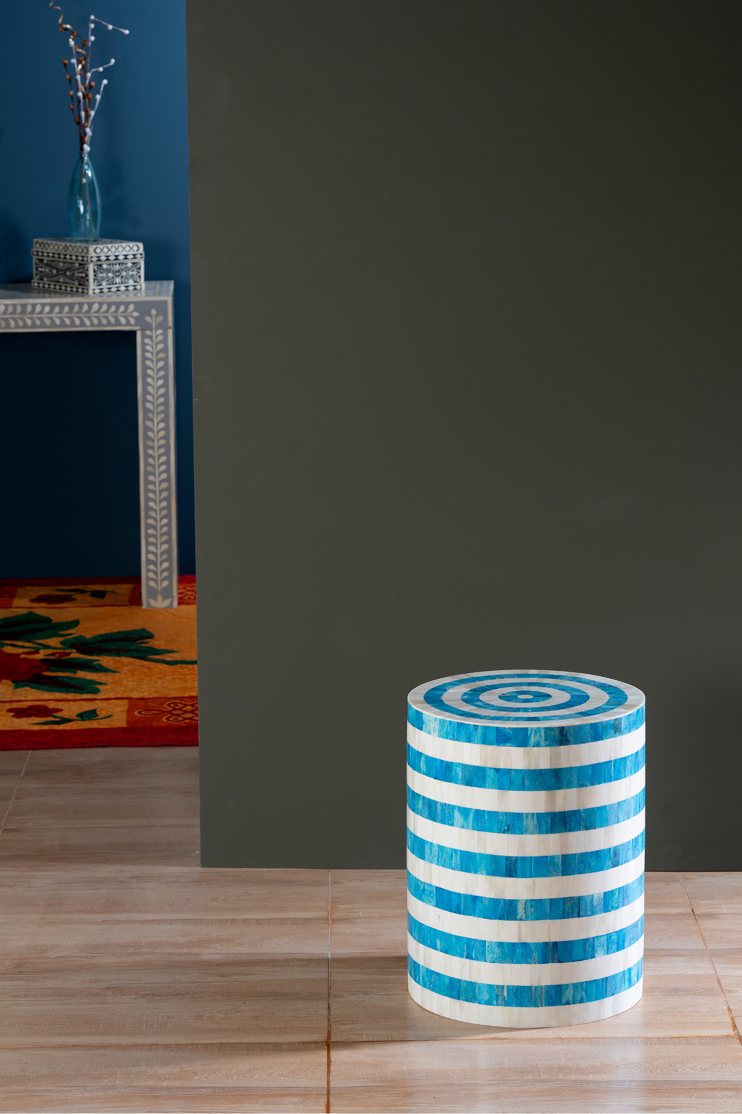Azure Target Inlay Accent Stool