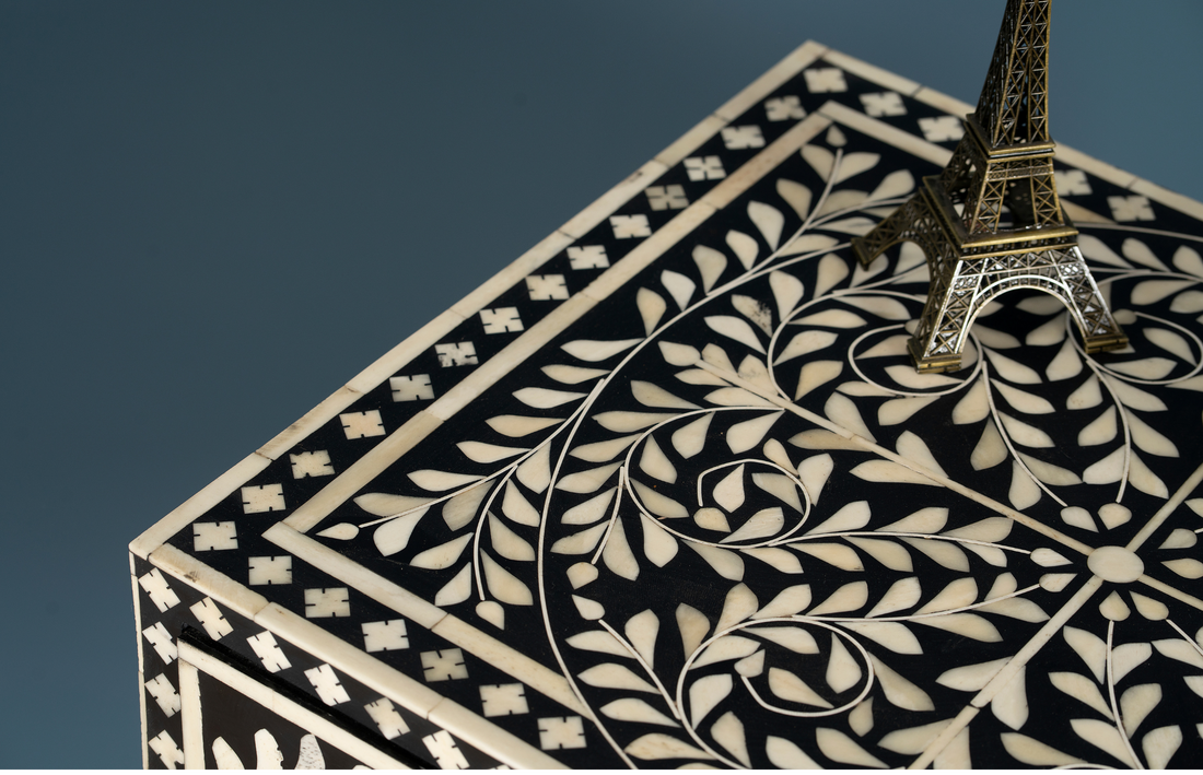 Noir Vine Inlay Side Table