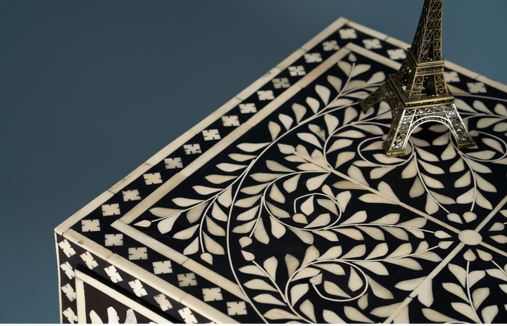 Noir Vine Inlay Side Table