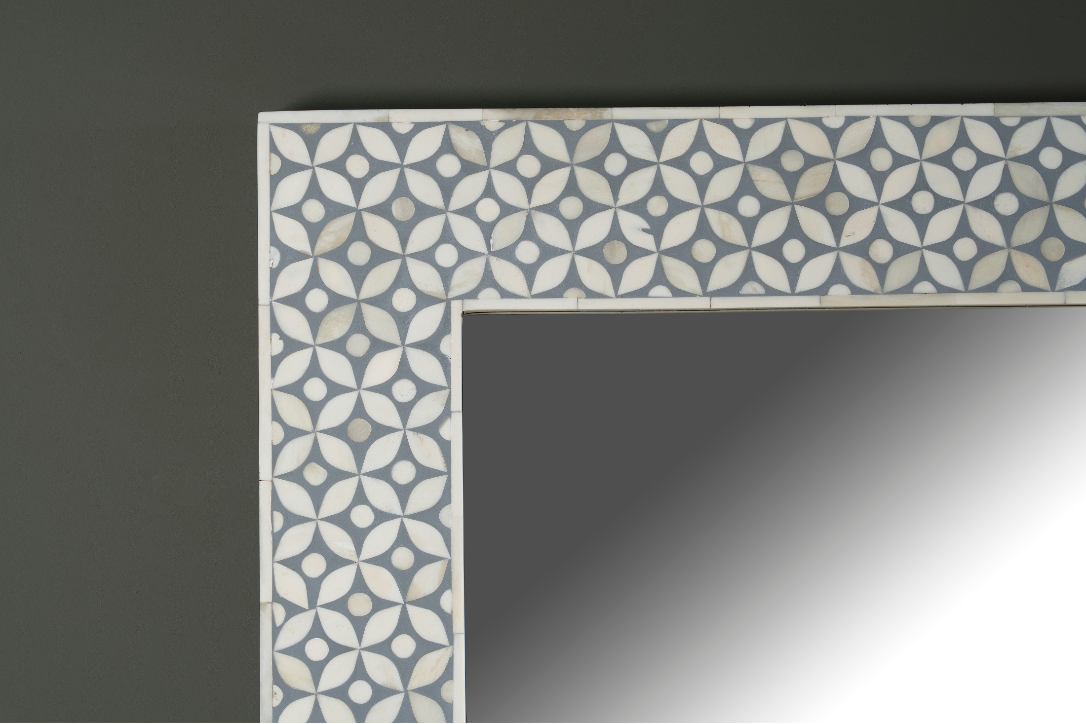 Grey Geo Inlay Rectangular Wall Mirror