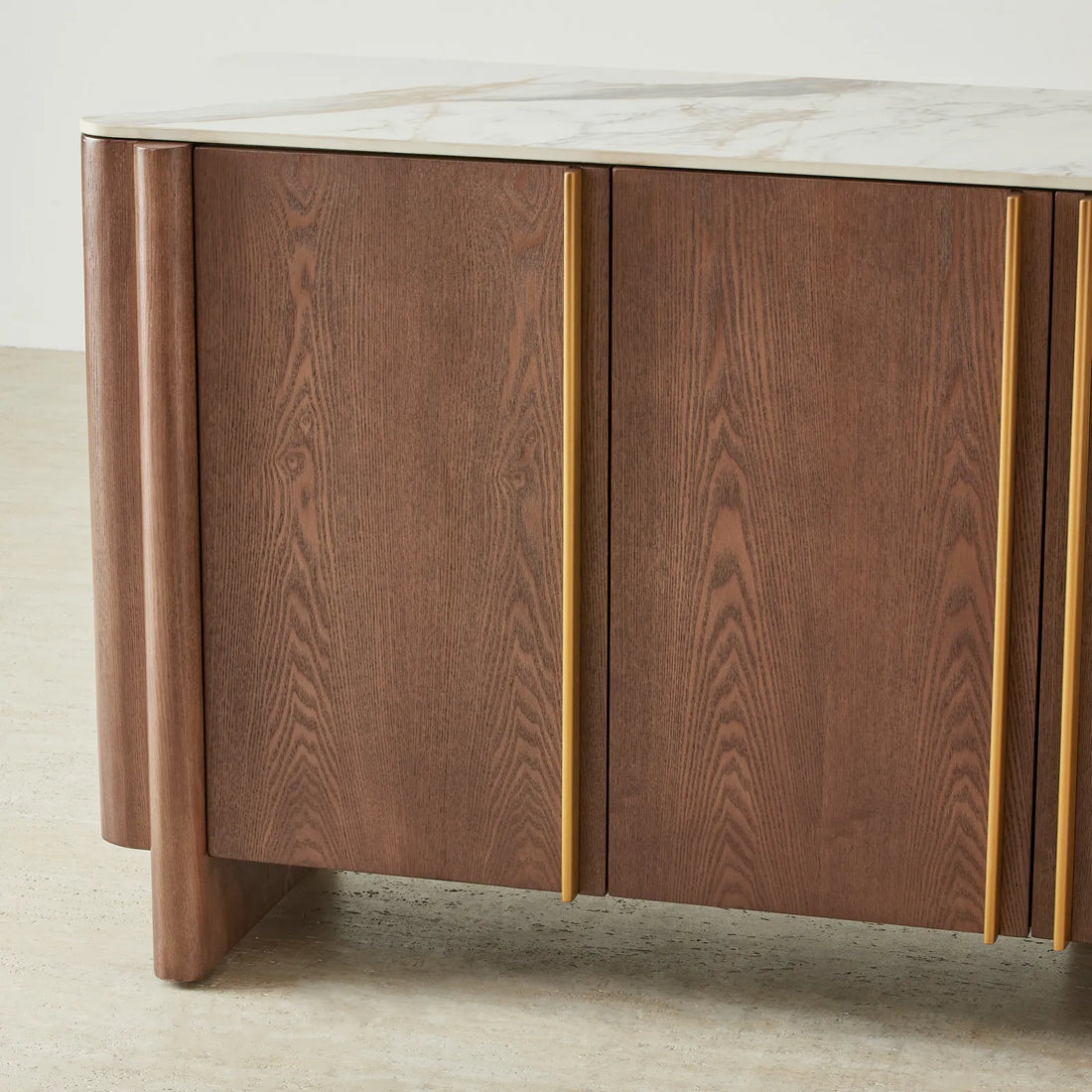 Sir Lionell Gliding White Sintered Stone Sideboard