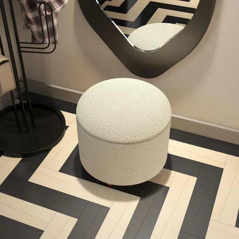 Modern White Boucle Vanity Stool
