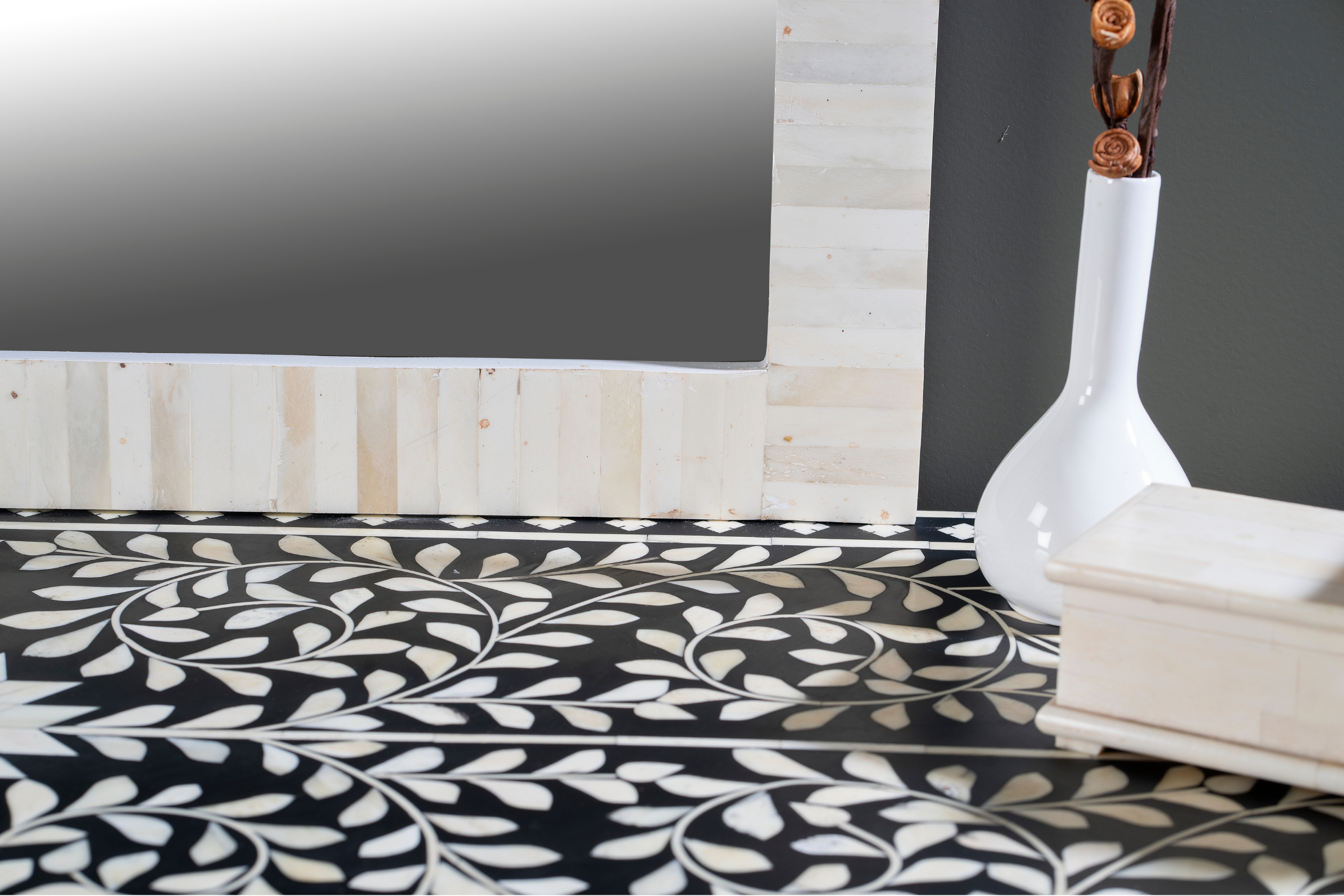 Ivory Arch Inlay Wall Mirror