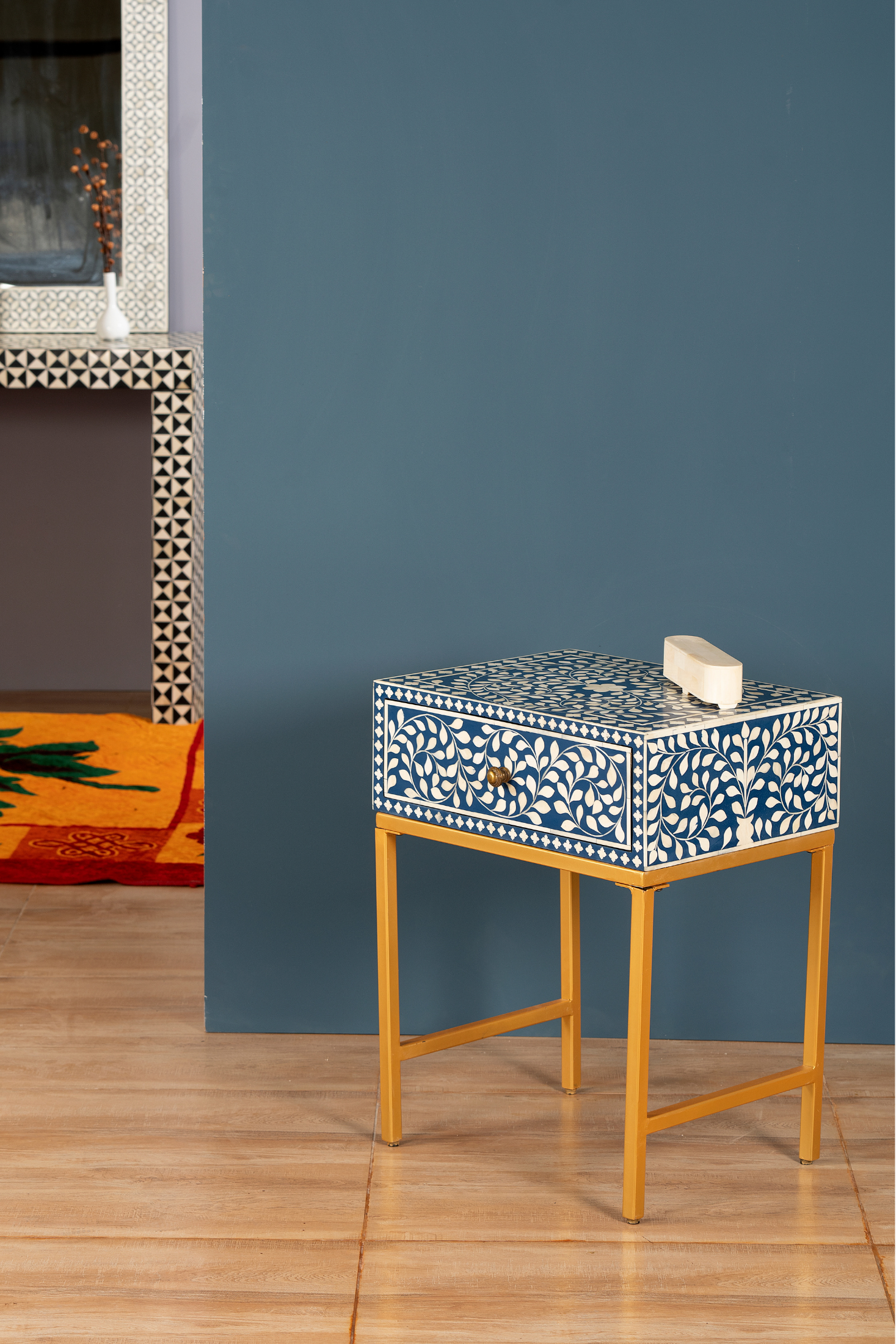 Azure Vine Inlay Side Table