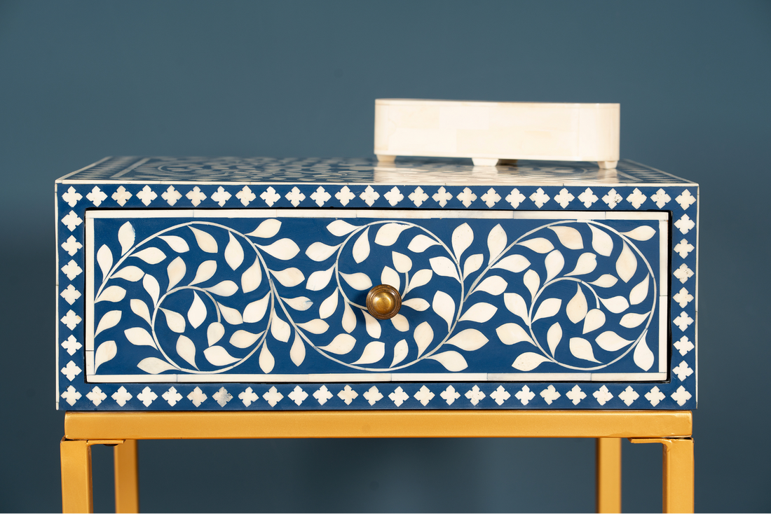 Azure Vine Inlay Side Table