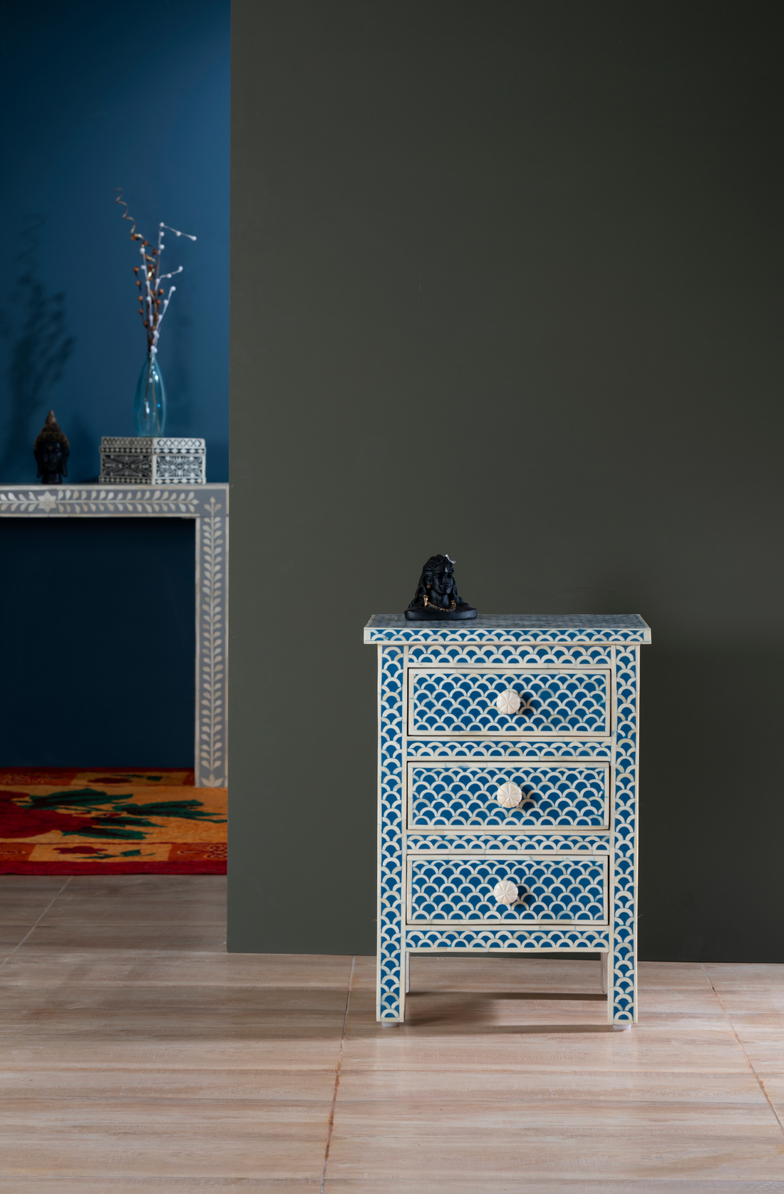 Azure Arc Inlay Chest of Drawer