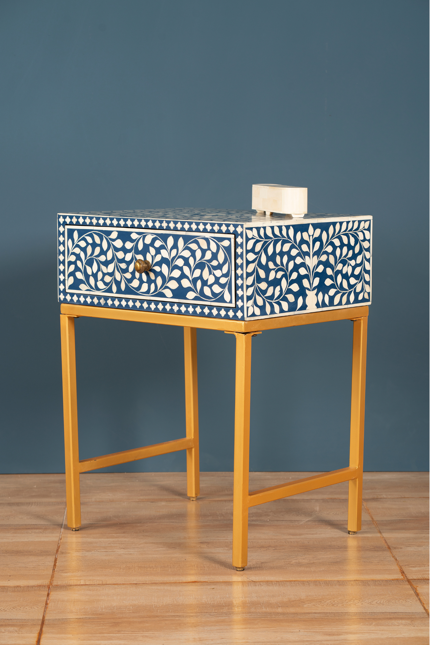 Azure Vine Inlay Side Table