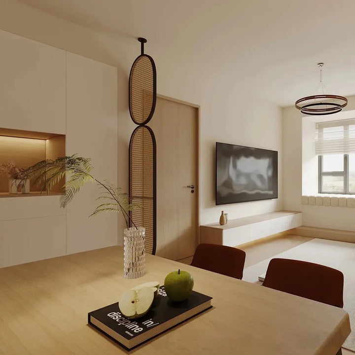 RAVENI Wooden Rattan Room Divider