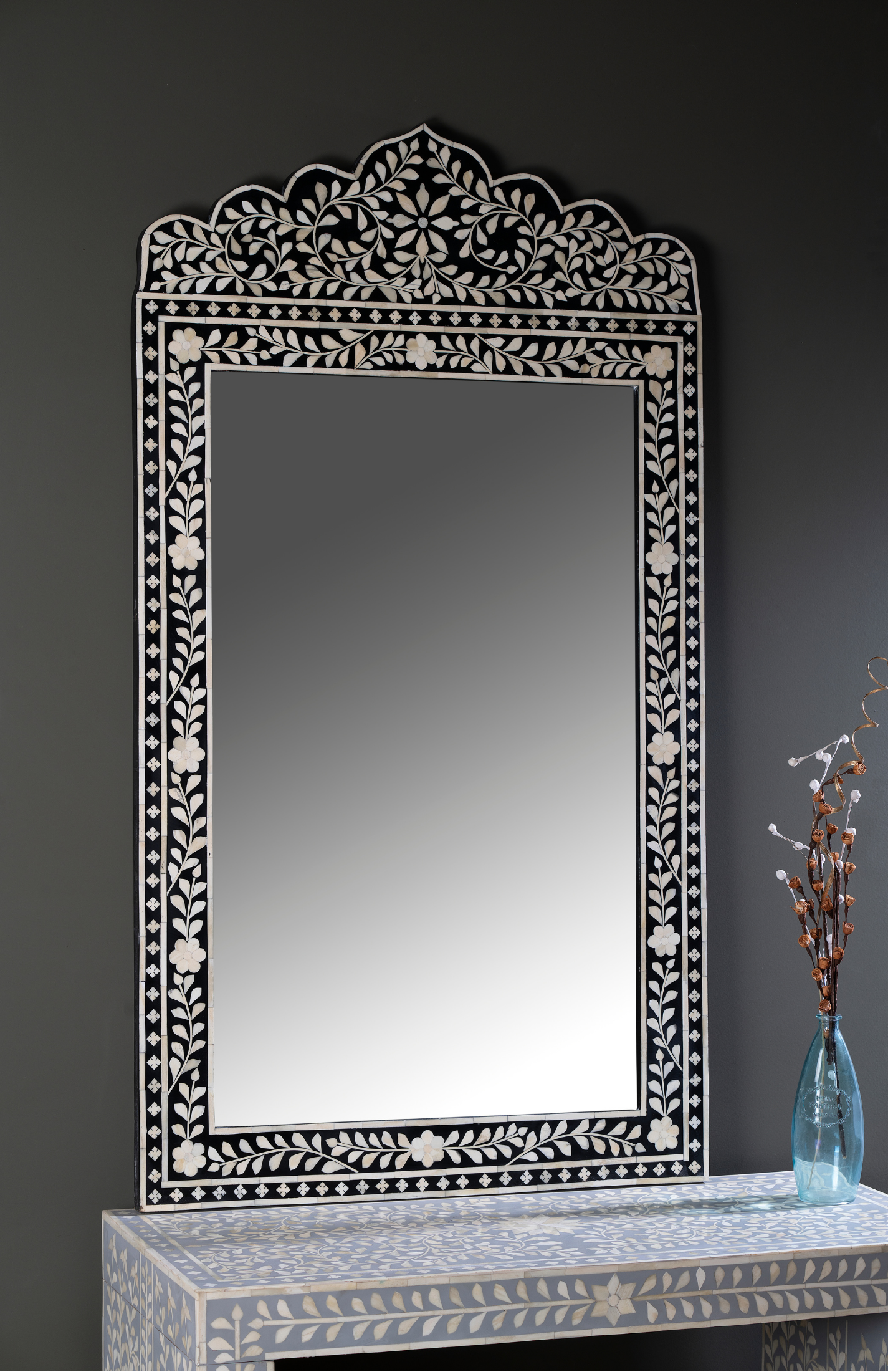 Noir Crown Inlay Wall Mirror
