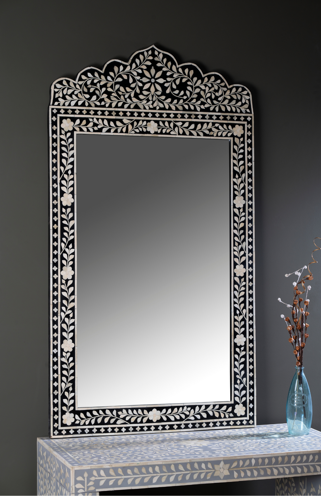 Noir Crown Inlay Wall Mirror