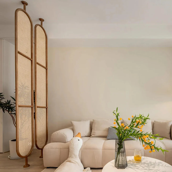RAVENI Wooden Rattan Room Divider
