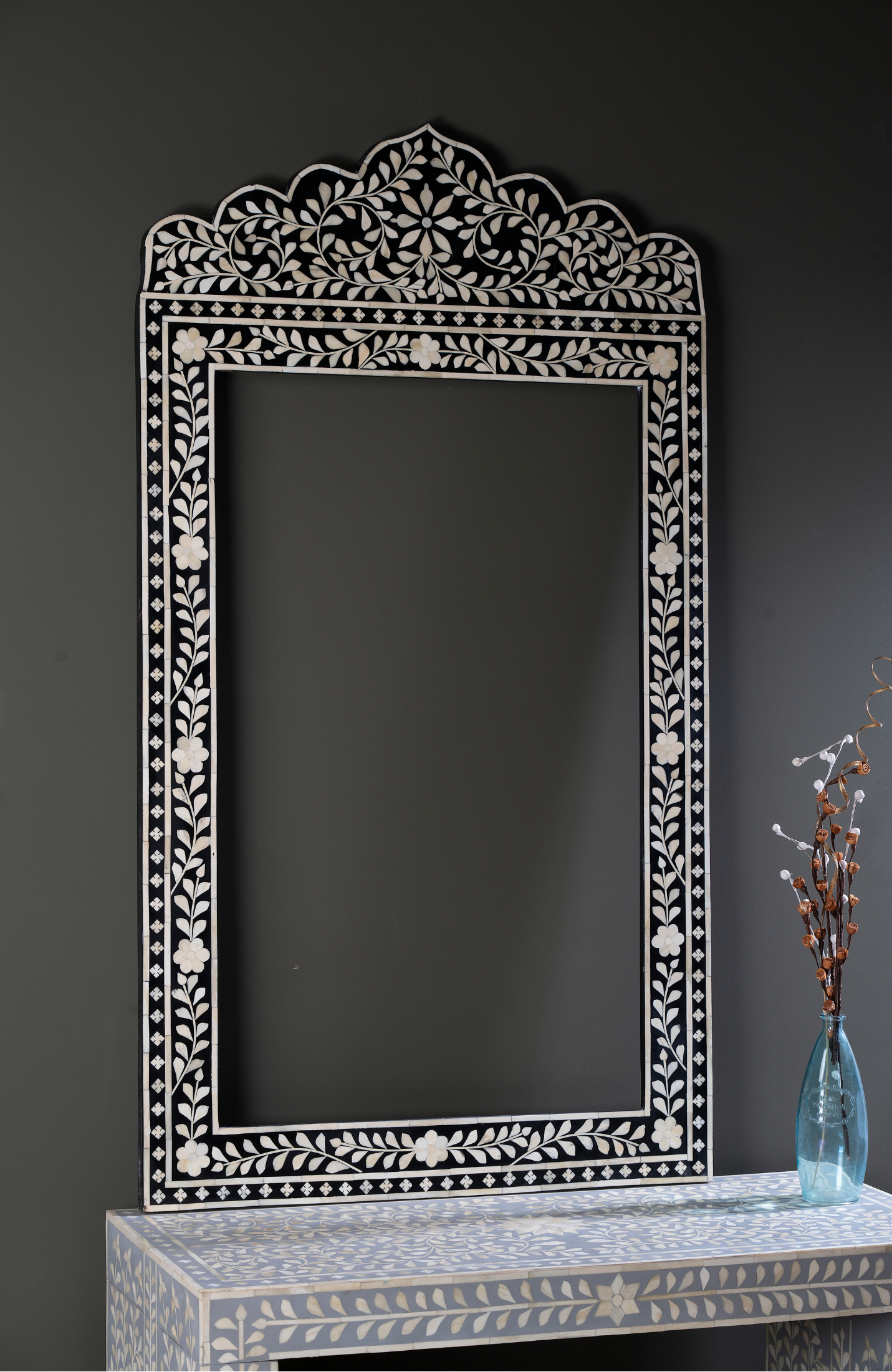 Noir Flora Inlay Mirror