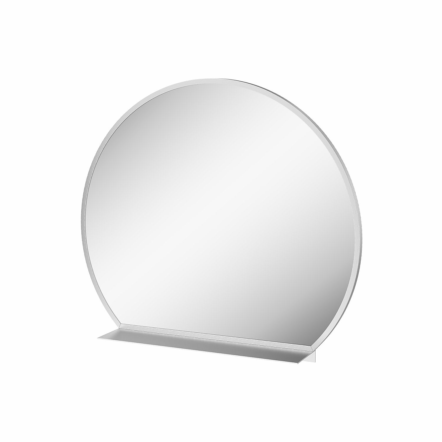 Round Chrome Bathroom Mirror with Shelf