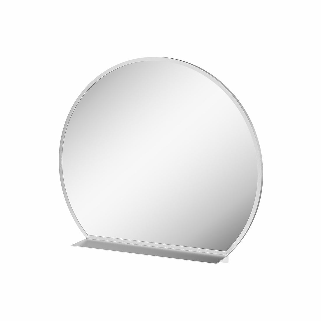 Round Chrome Bathroom Mirror with Shelf
