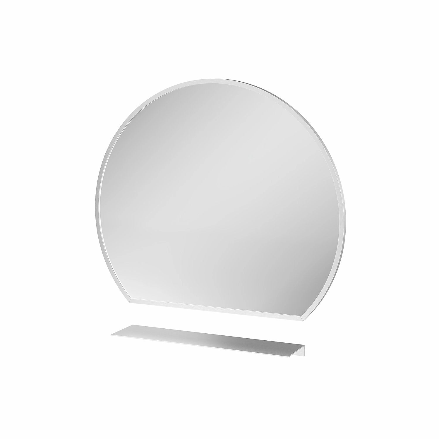 Round Chrome Bathroom Mirror with Shelf