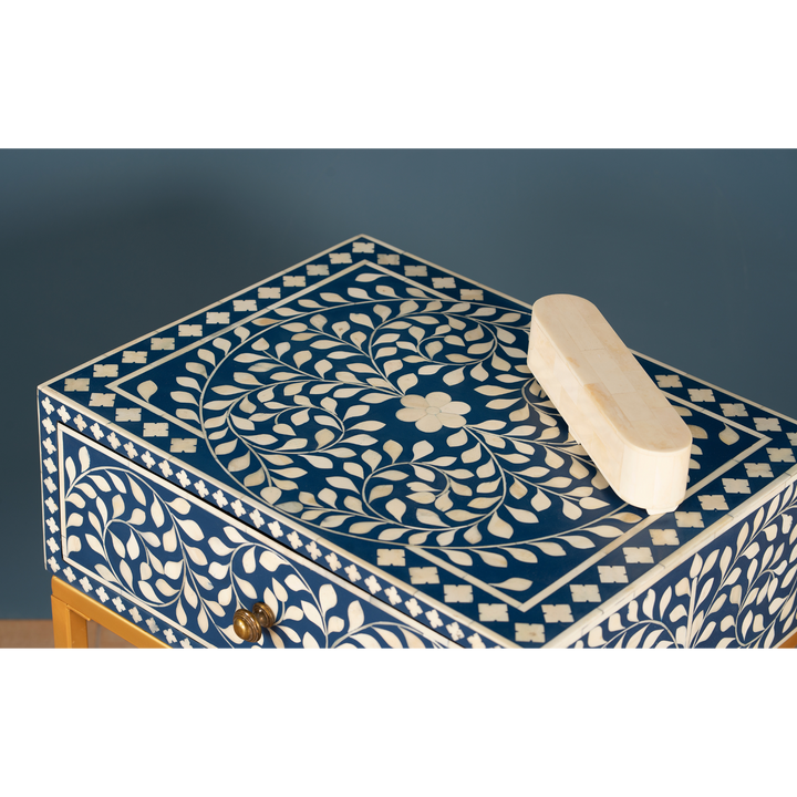 Azure Vine Inlay Side Table