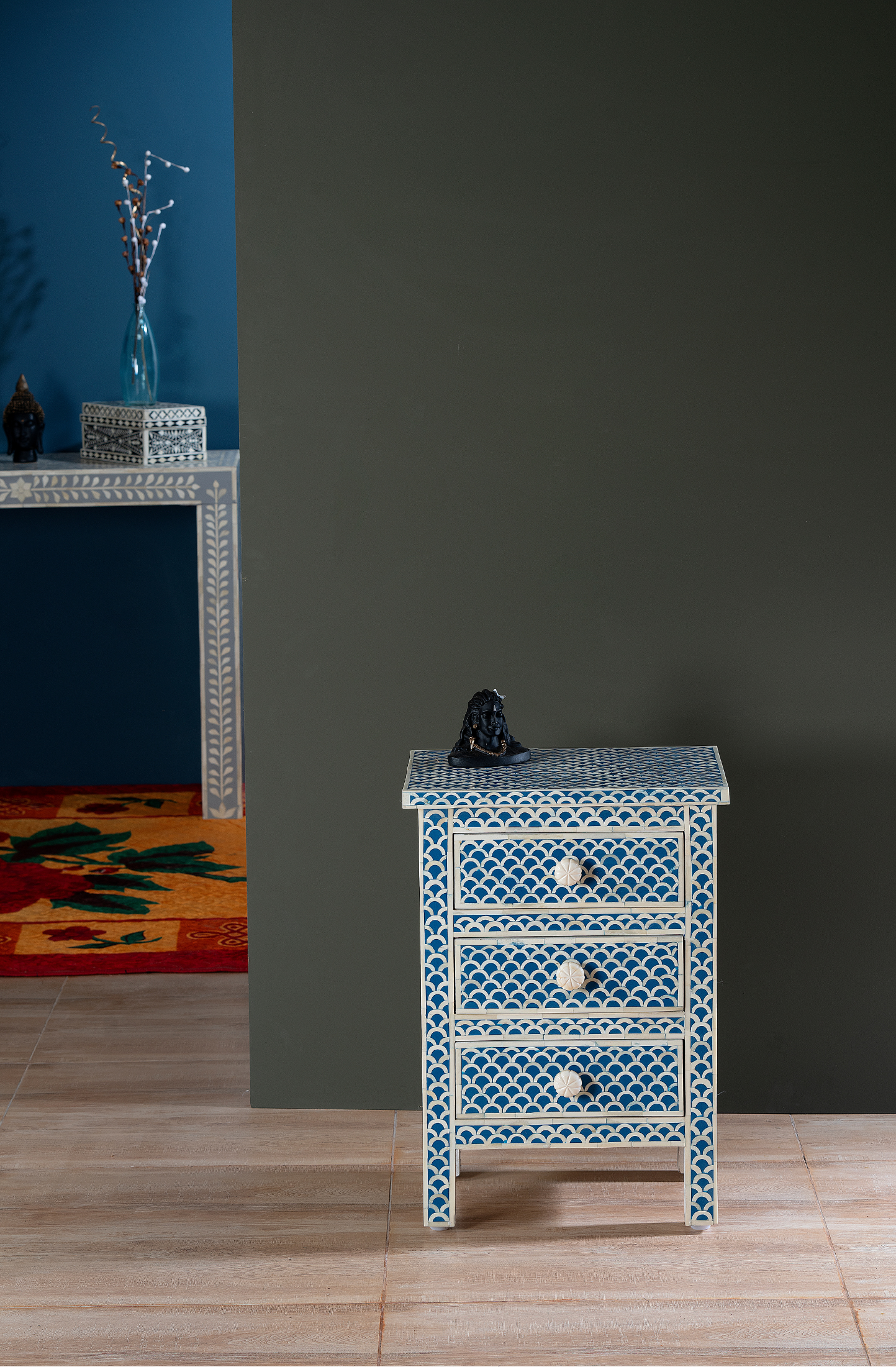 Azure Arc Inlay Chest of Drawer