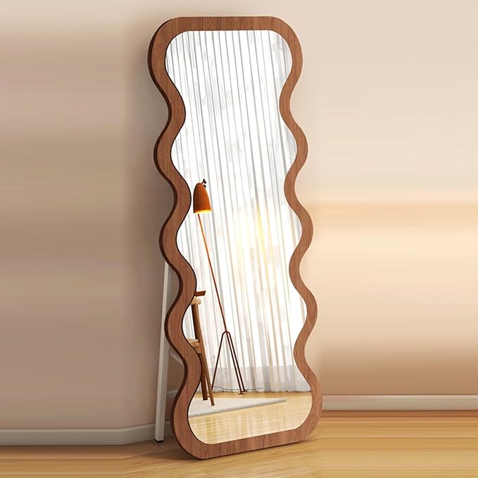 Full Length Mirror with Stand,Wave Shape Mirror,