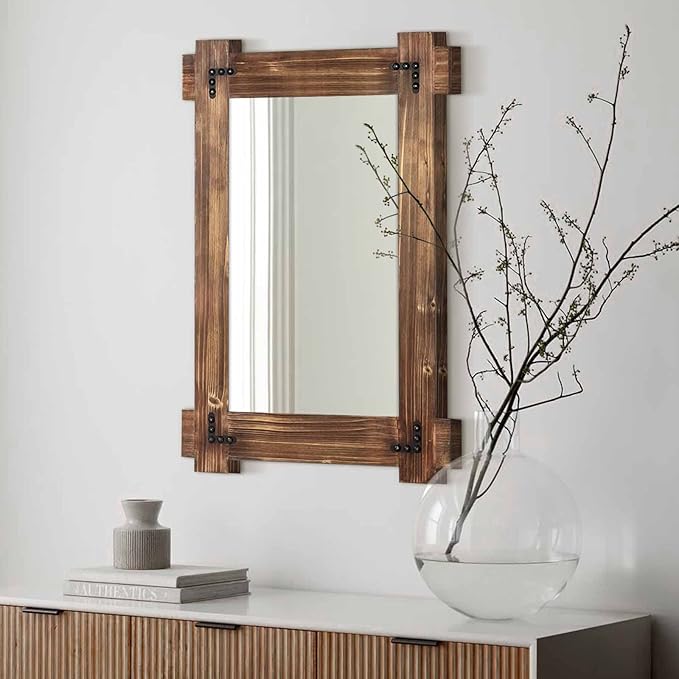 Rustic Wood Mirror Framed Farmhouse Natural