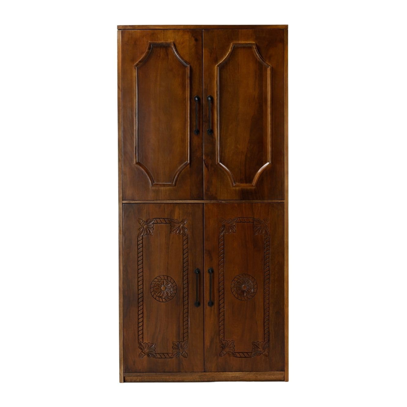 Handcrafted Solid Mango Wood Carving Wardrobe