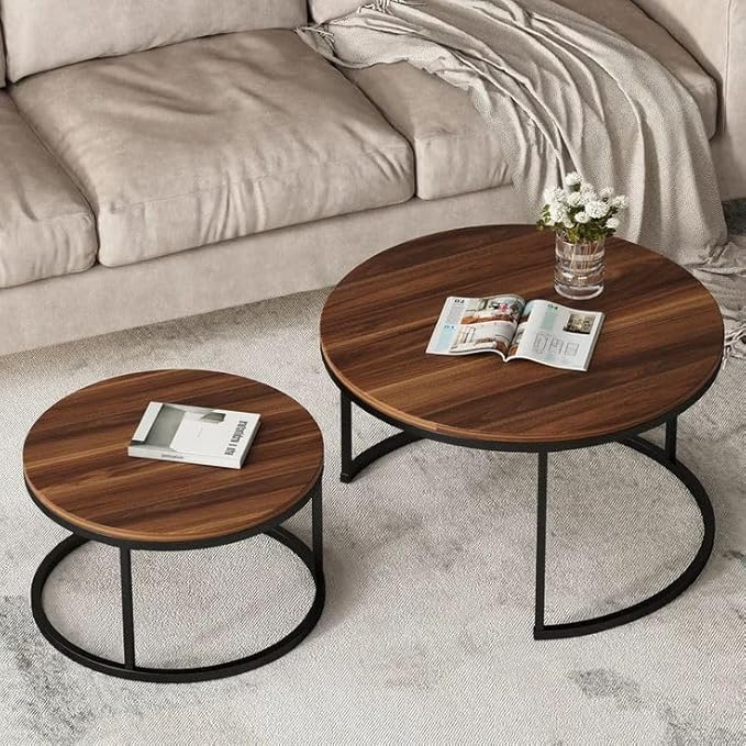 Furniture Round Side Coffee Table Set of 2
