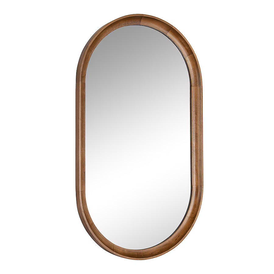 Oval Rustic Brown Framed Wall Mirror