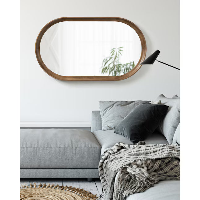 Oval Rustic Brown Framed Wall Mirror