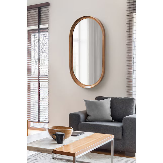 Oval Rustic Brown Framed Wall Mirror