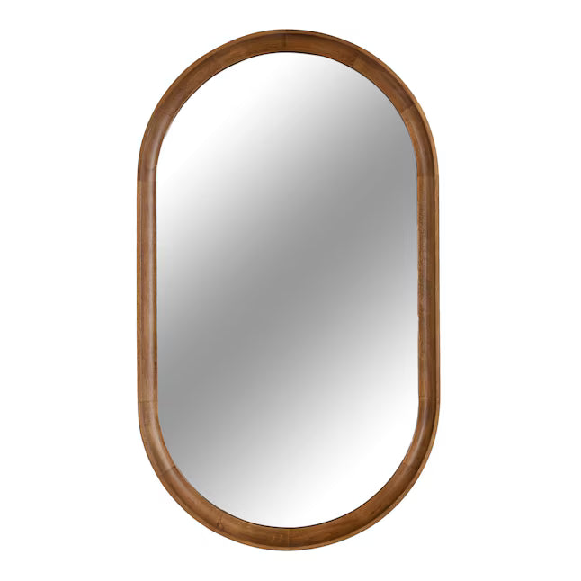 Oval Rustic Brown Framed Wall Mirror