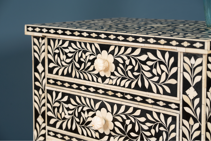 Noir Spiral Vine Inlay Accent Chest
