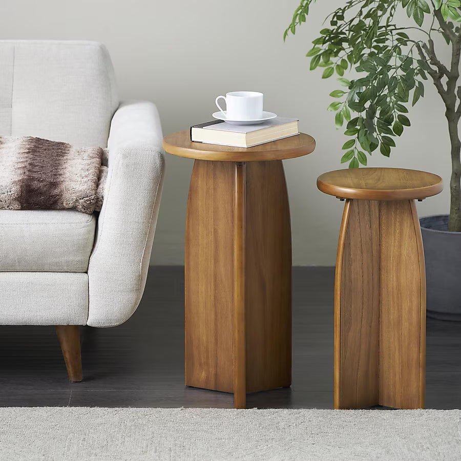 Circle End Table With Metal Base