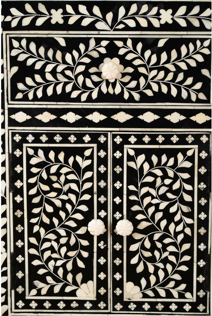 Noir Spiral Vine Inlay Accent Chest