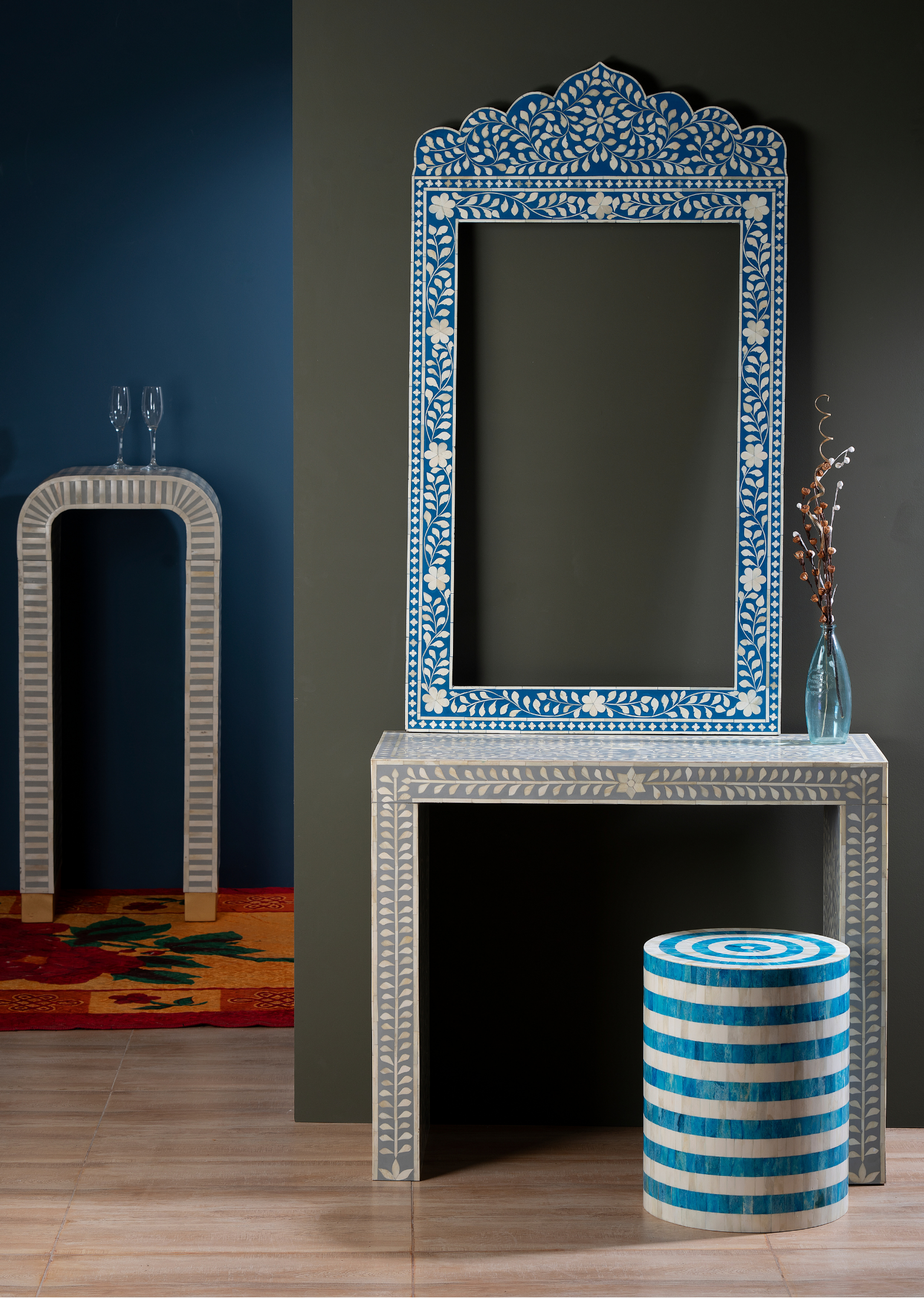 Azure Royale Inlay Wall Mirror