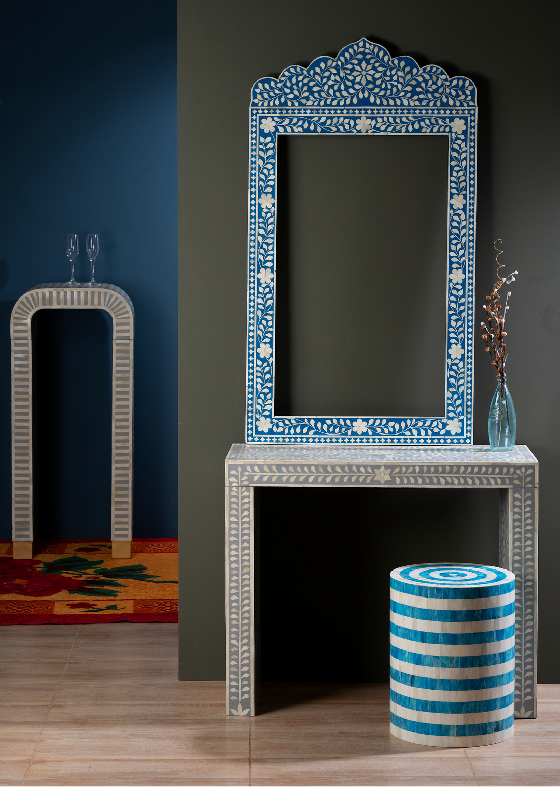 Azure Royale Inlay Wall Mirror