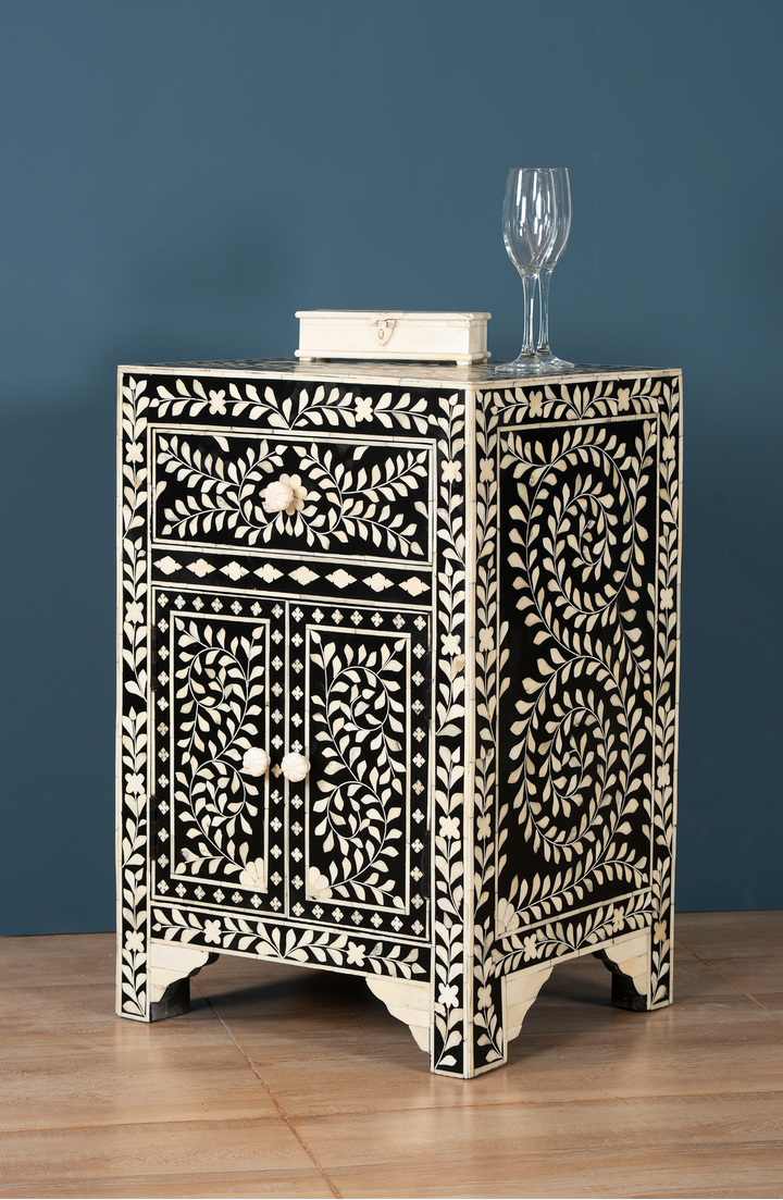 Noir Spiral Vine Inlay Accent Chest