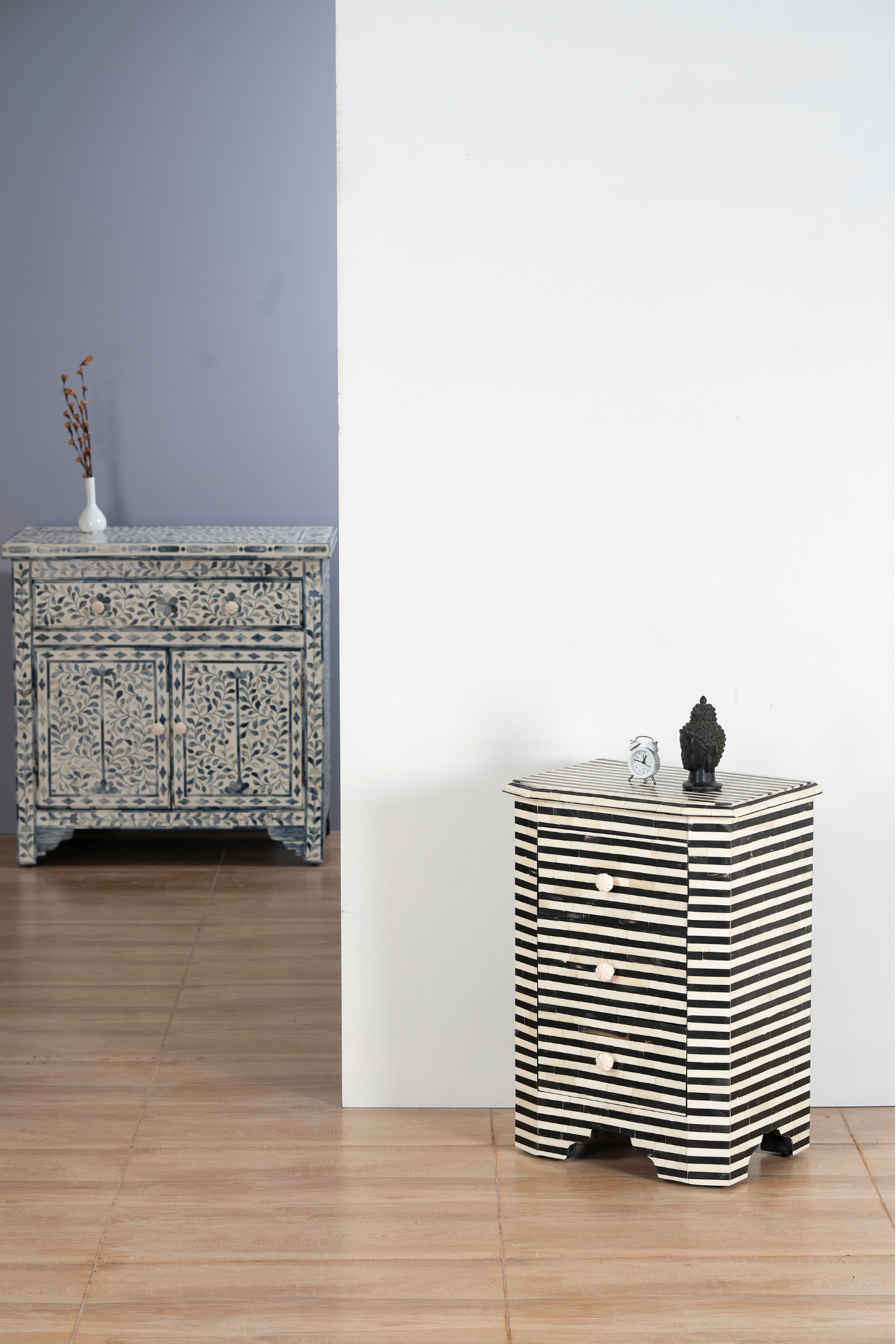 Midnight Stripe Inlay Chest of Drawer