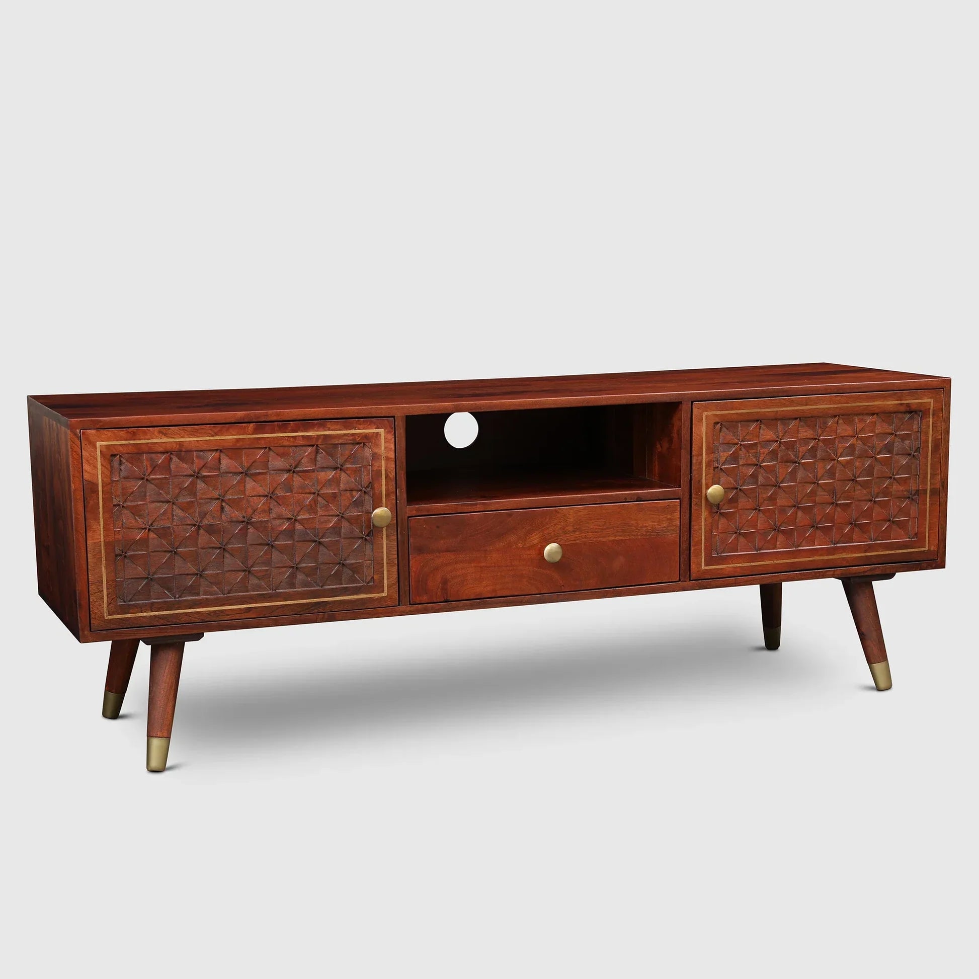Full Height TV Unit in Honey Finish Colour