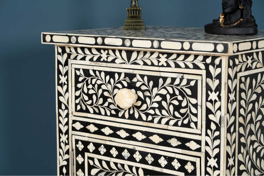 Midnight Vine Inlay Side Cabinet