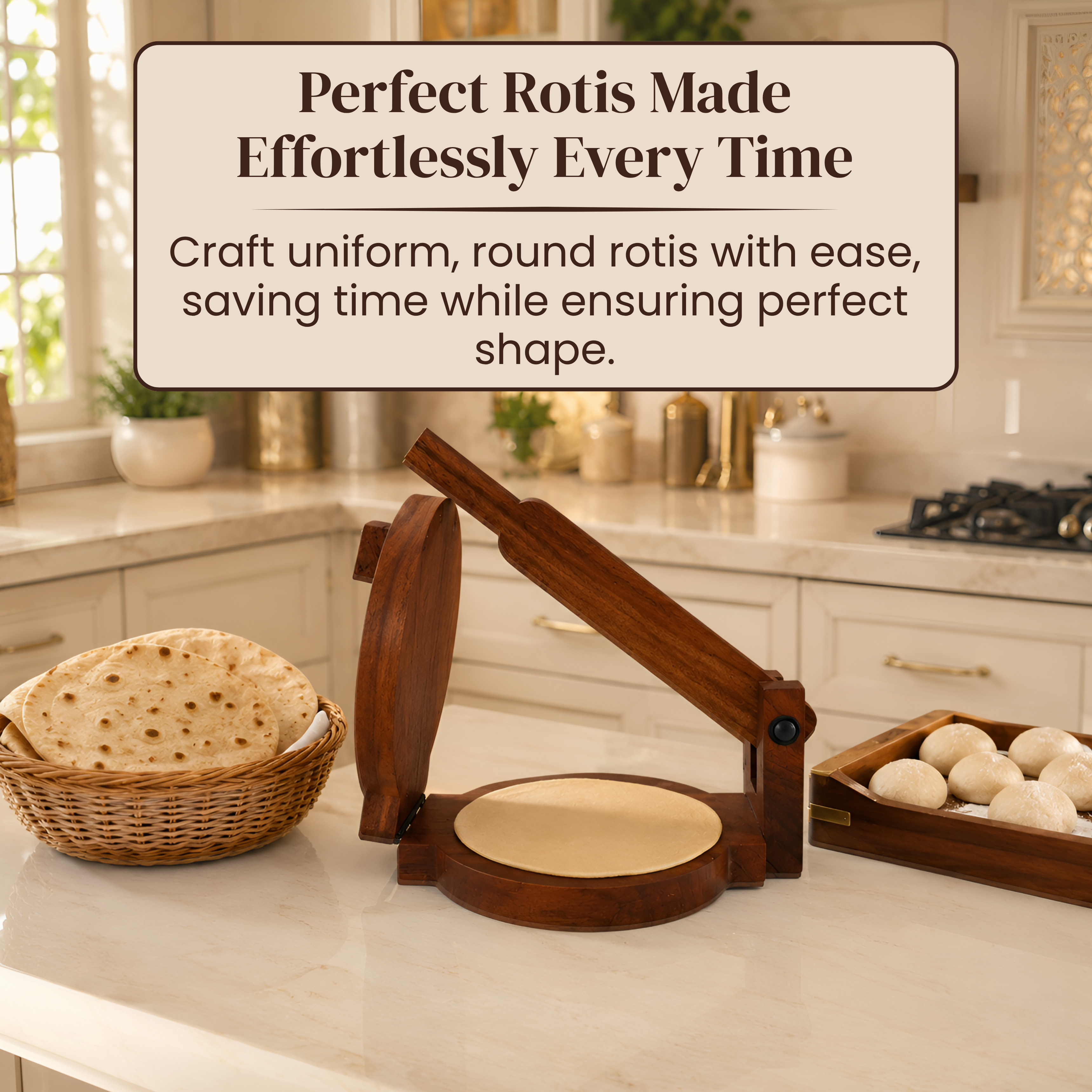 Handcrafted Wooden Roti Press