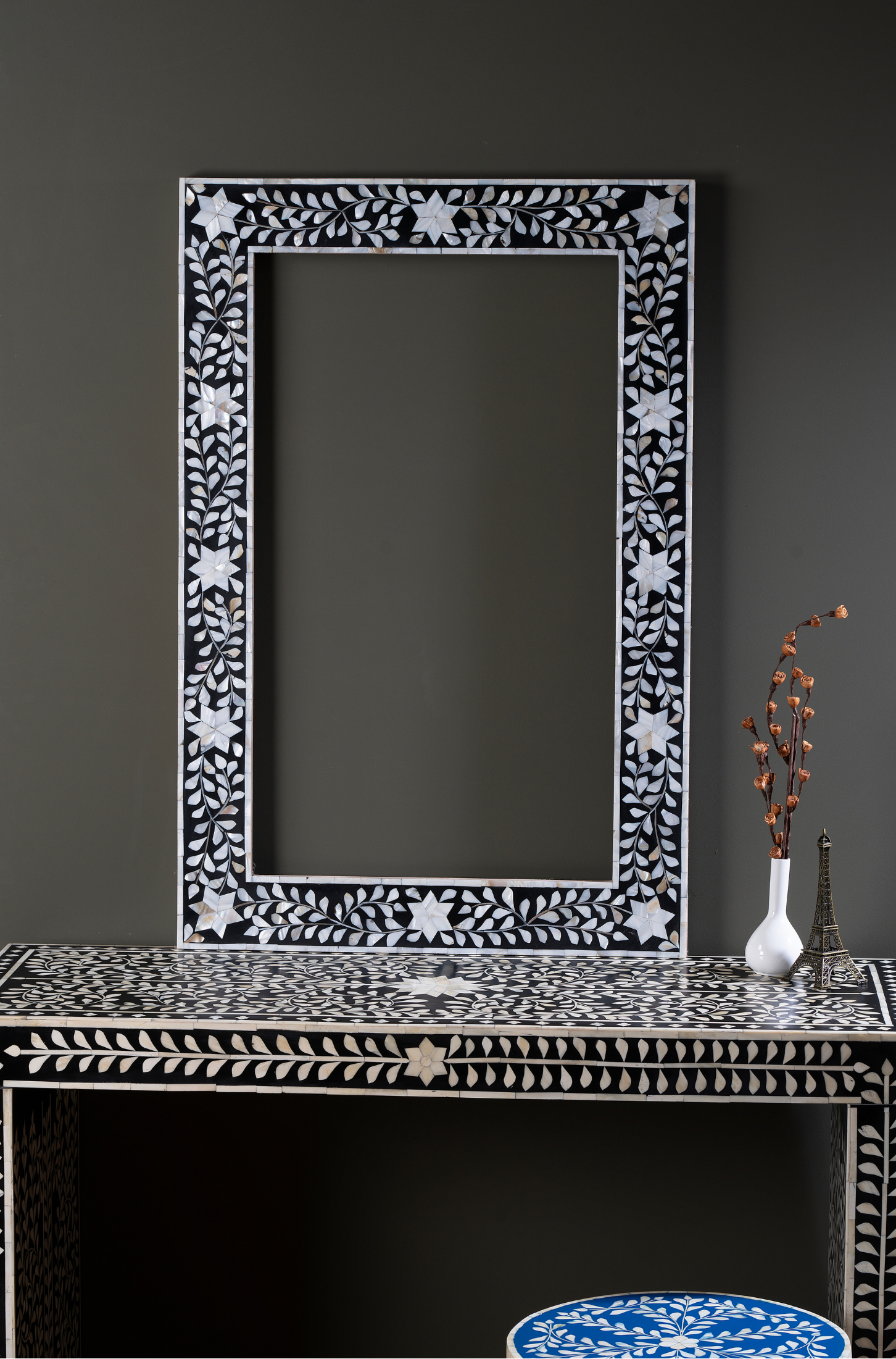 Noir Flora Inlay Mirror