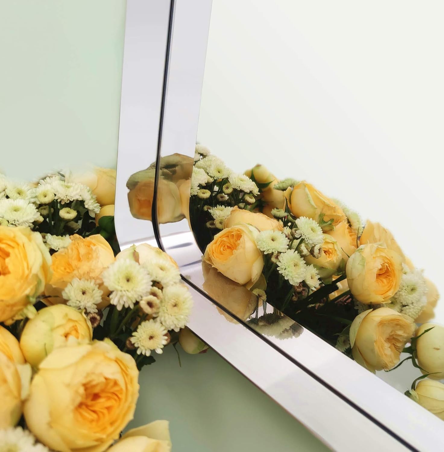Chrome Metal Framed Bathroom Mirror