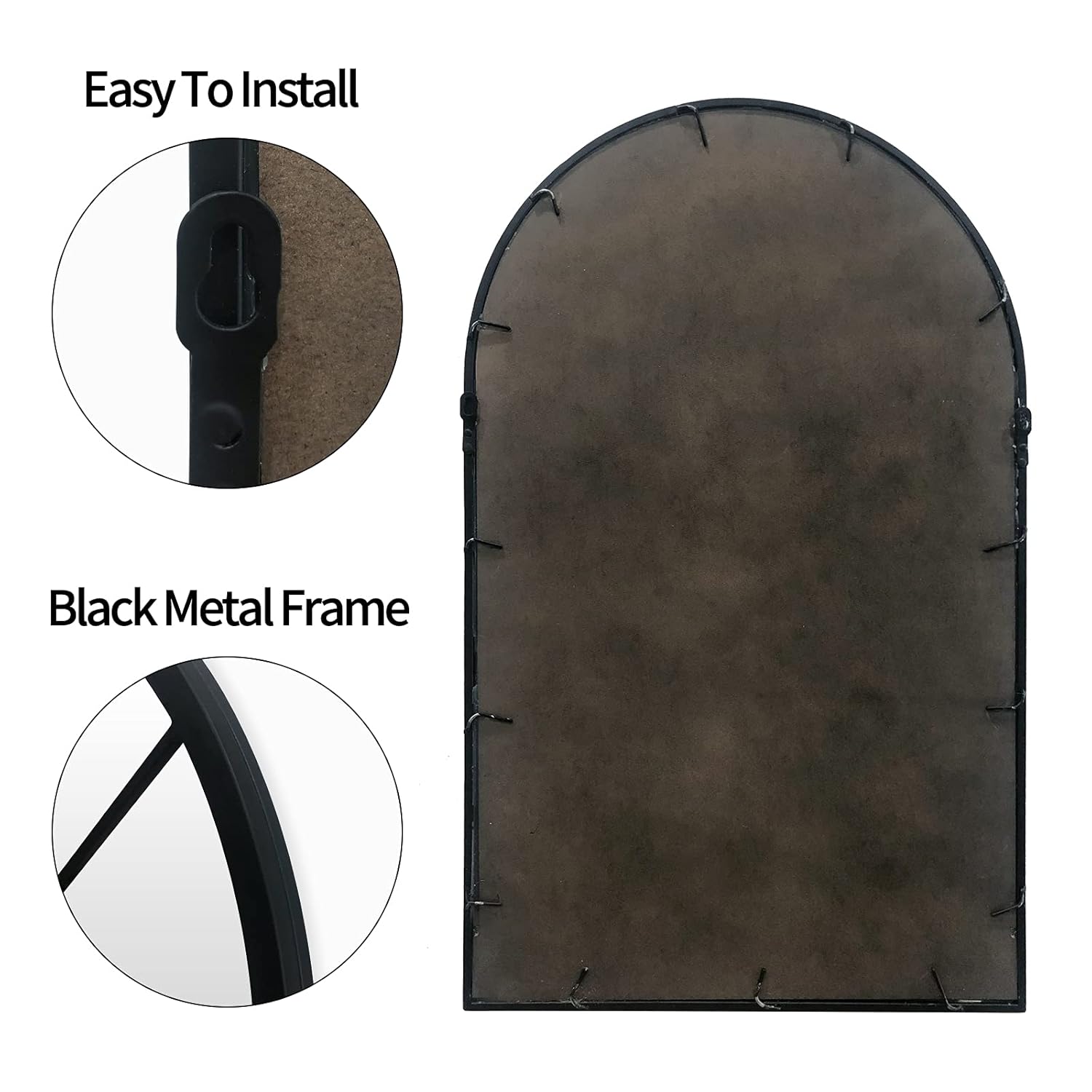 Black Arched Window Mirror, Farmhouse Decorative Wall Mirrors