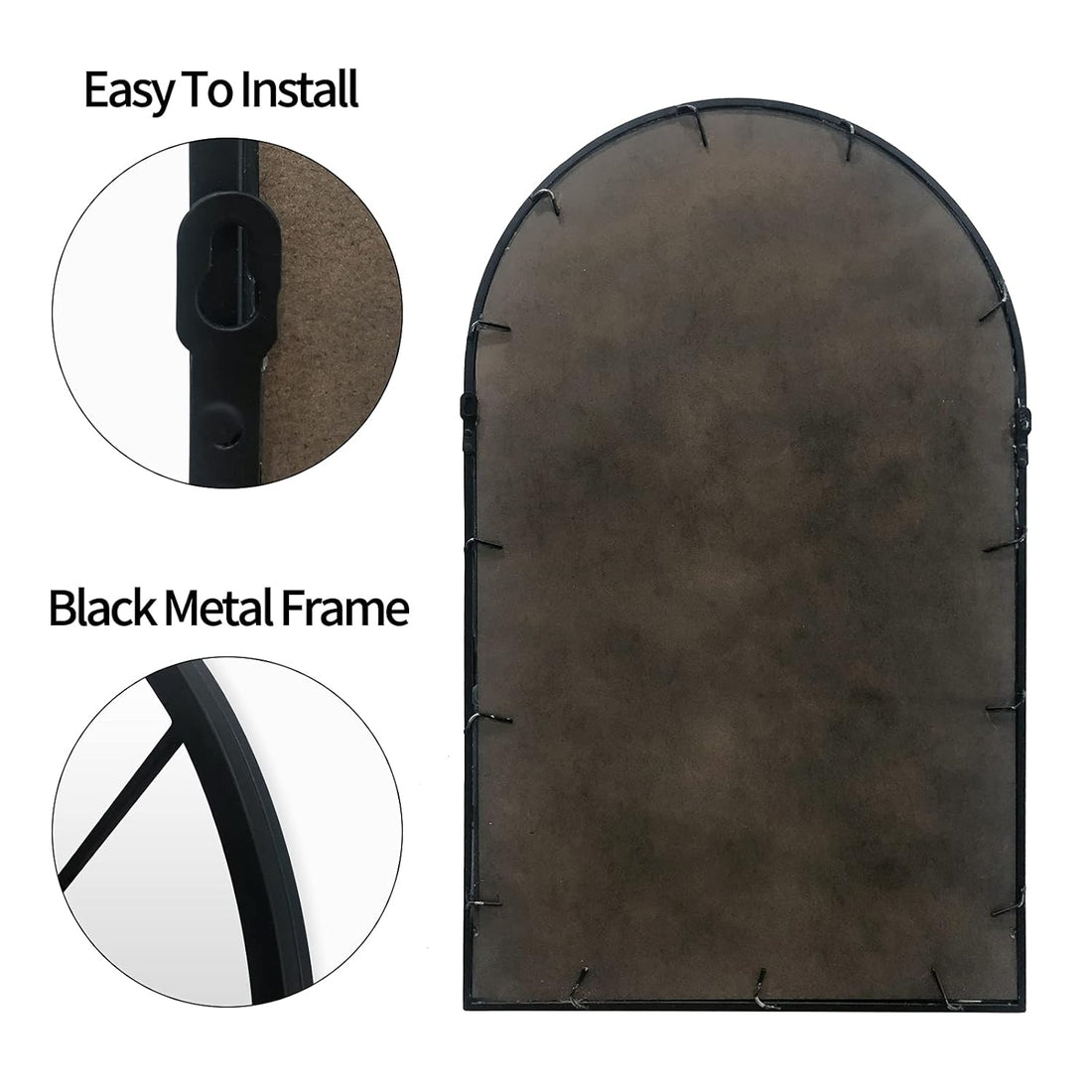Black Arched Window Mirror, Farmhouse Decorative Wall Mirrors
