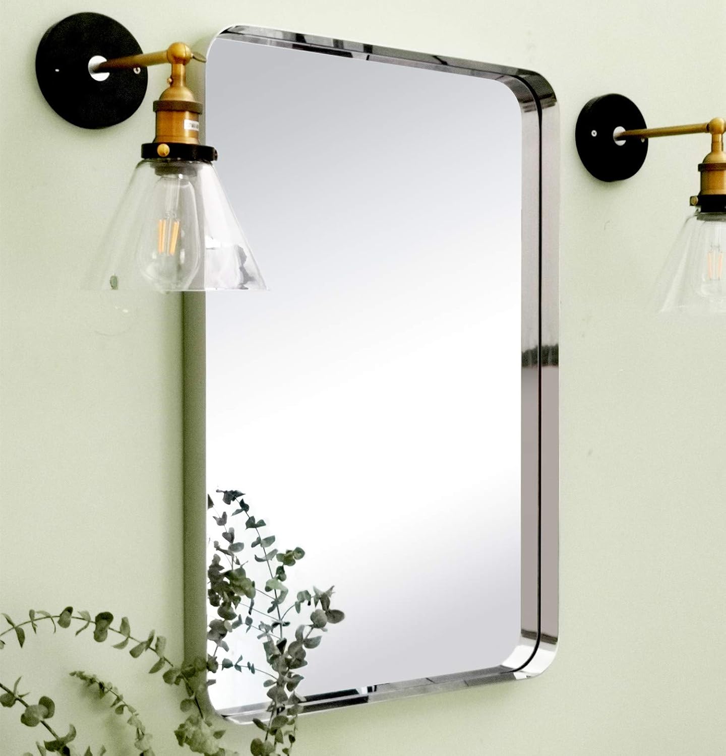 Chrome Metal Framed Bathroom Mirror