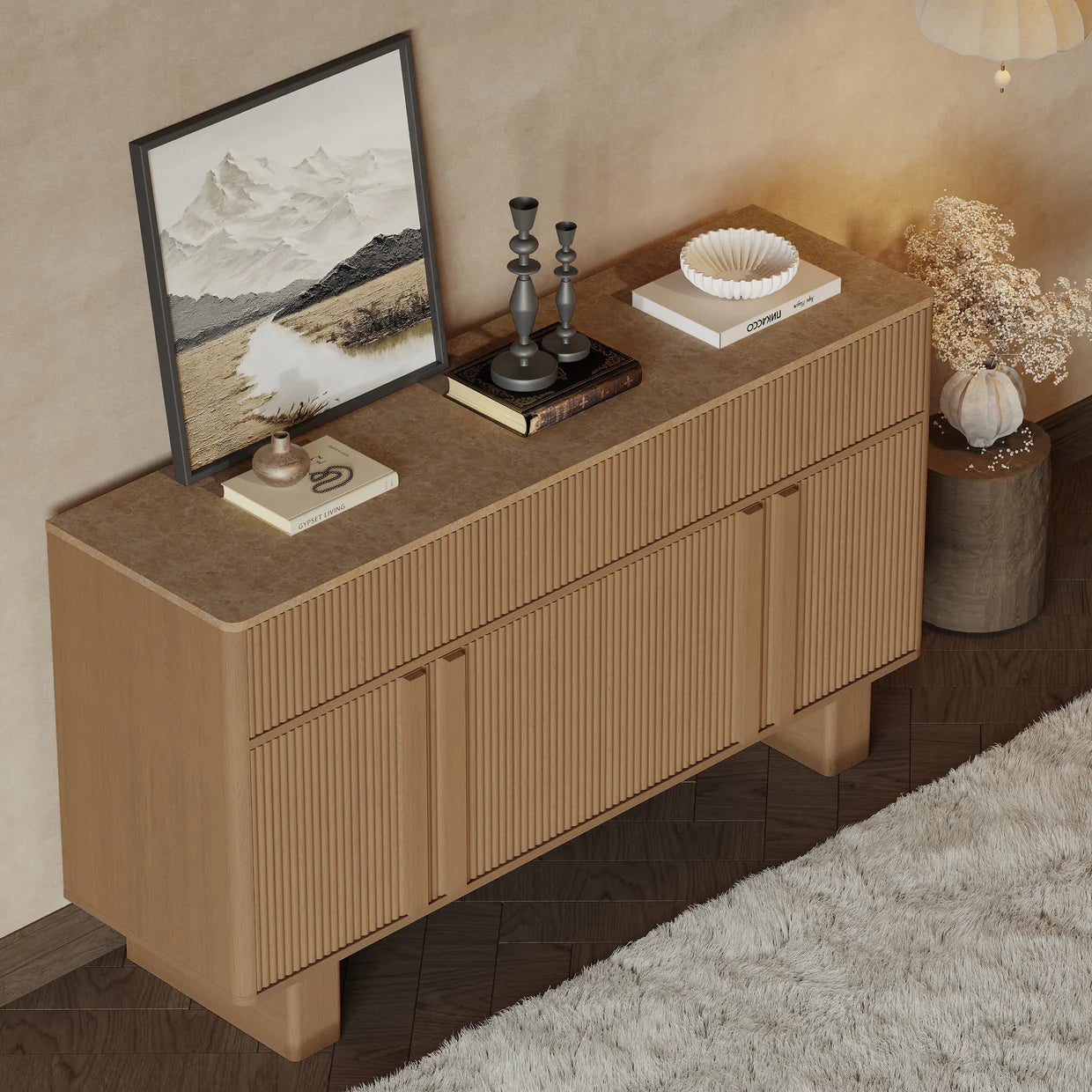 Wide Modern Sideboard Buffet Cabinet with Storage