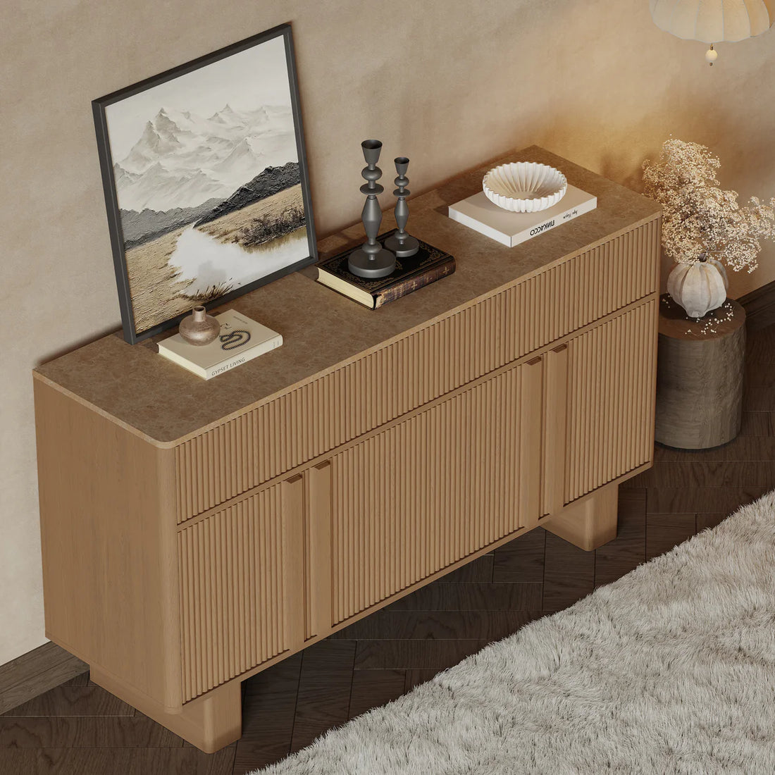 Wide Modern Sideboard Buffet Cabinet with Storage