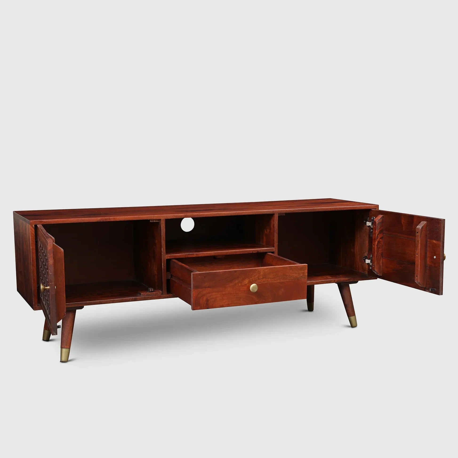 Full Height TV Unit in Honey Finish Colour