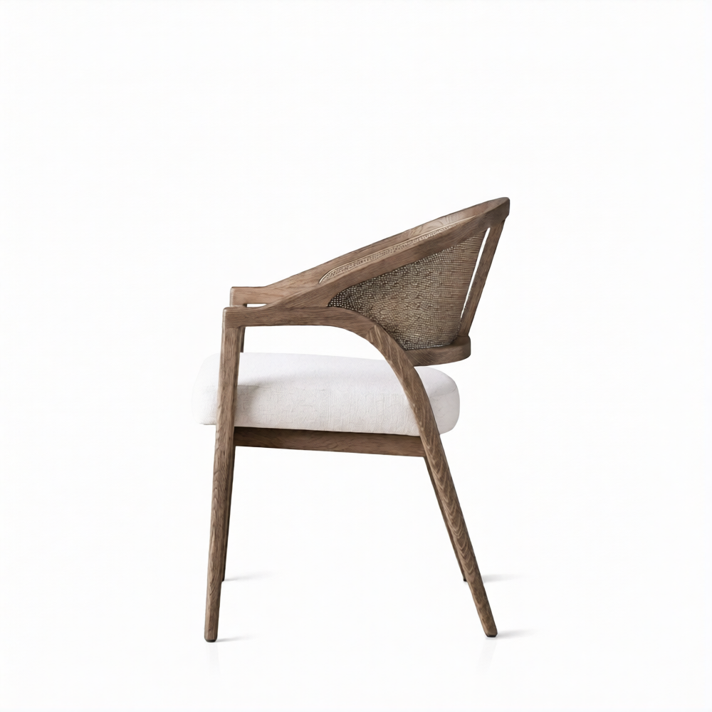 Rattan Chair - Almond Beige - Burnt Amber
